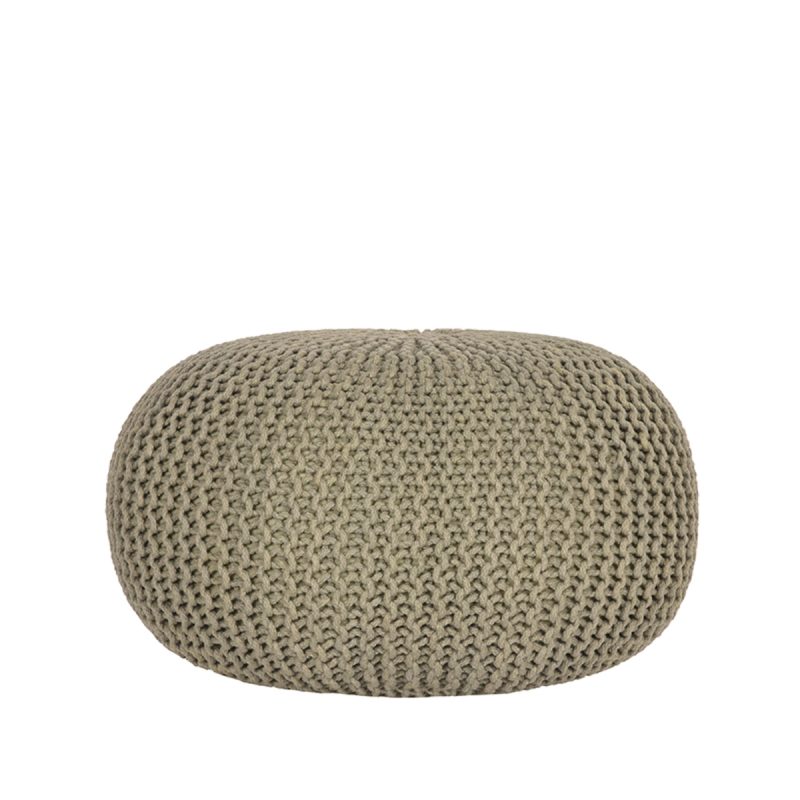 Poef_Gebreid_L_Olive_Katoen_70x70x35_cm_Voorkant