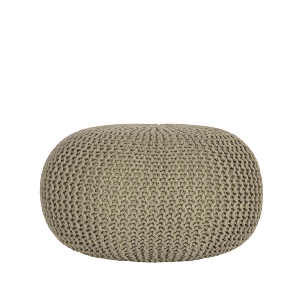 Poef_Gebreid_L_Olive_Katoen_70x70x35_cm_Voorkant