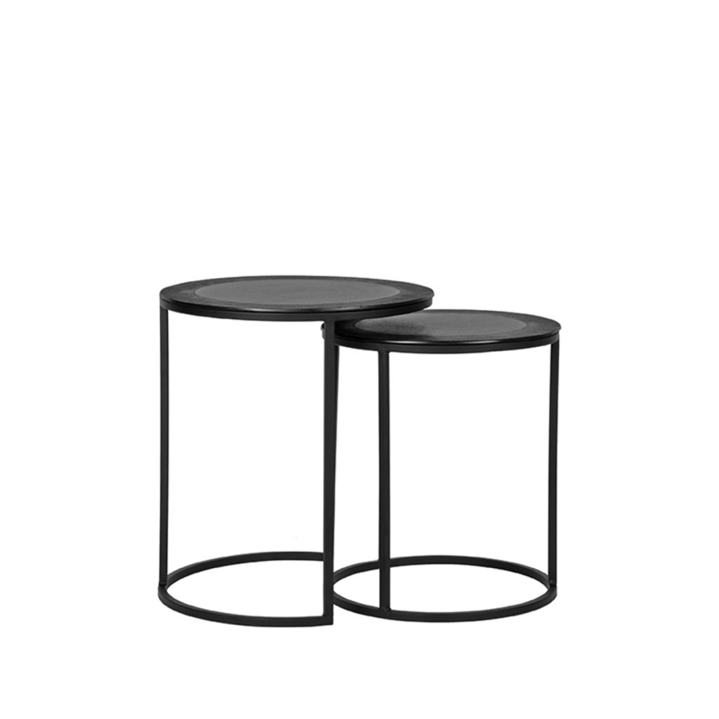 Salontafel_Set_Pair_Zwart_Metaal_40x40x45_cm_Voorkant