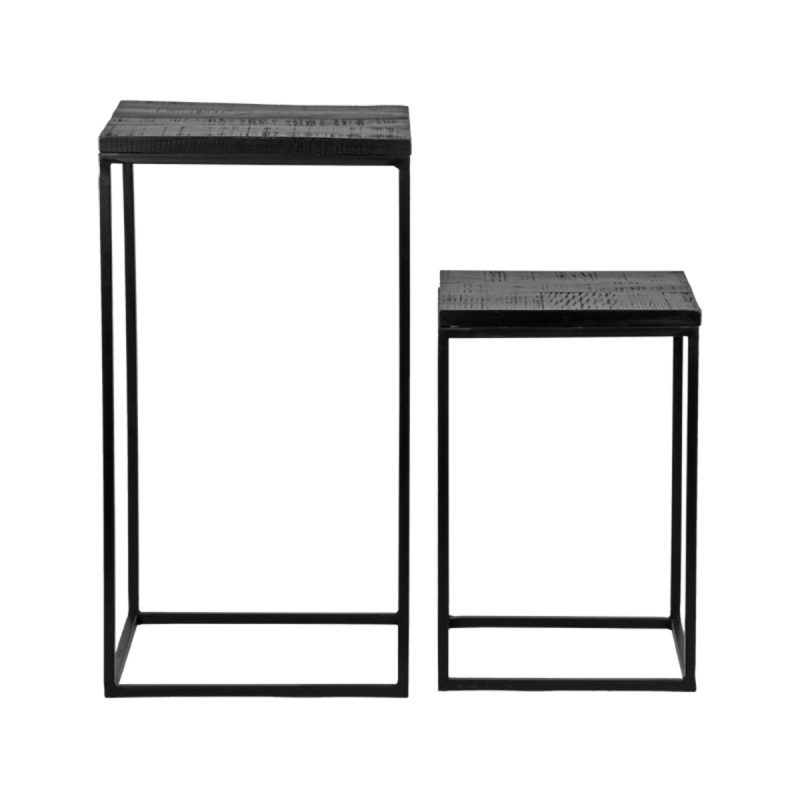 Set_Plantenzuilen_Vintage_Zwart_Mangohout_35x35x65_cm_Voorkant